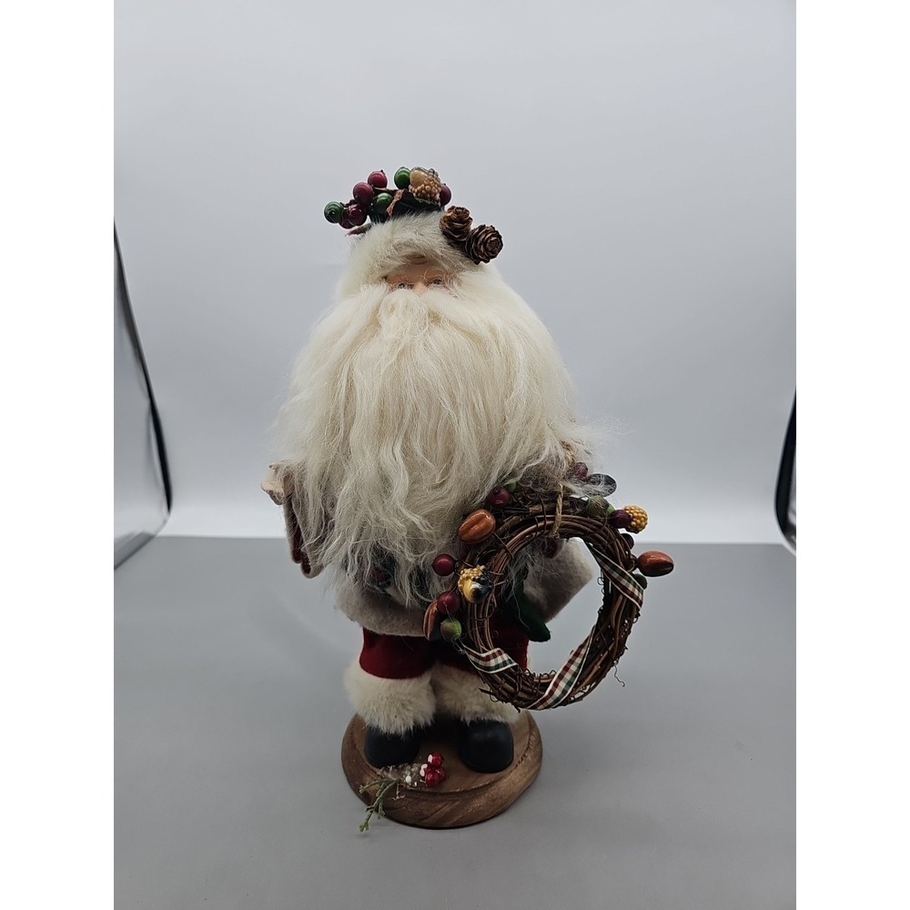 Vintage Old World Santa On Wooden Base Long‎ Beard Cottage Core